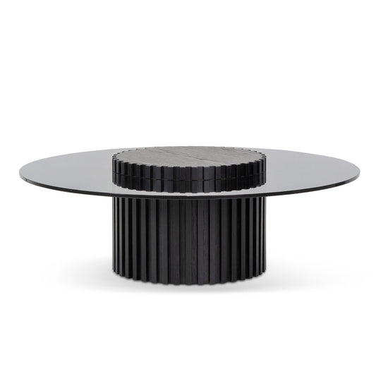 CCF6987-CN 1.1m Round Glass Cofee Table - Black