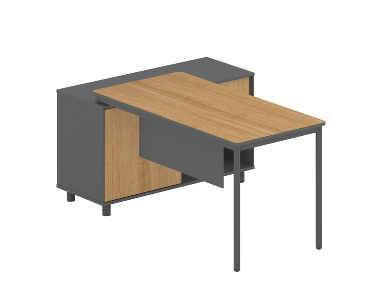 COT6944-SN 1.75m Right Return Natural Office Desk - Charcoal Base