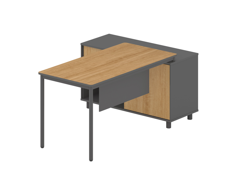 COT6945-SN 1.75m Left Return Natural Office Desk - Charcoal Base