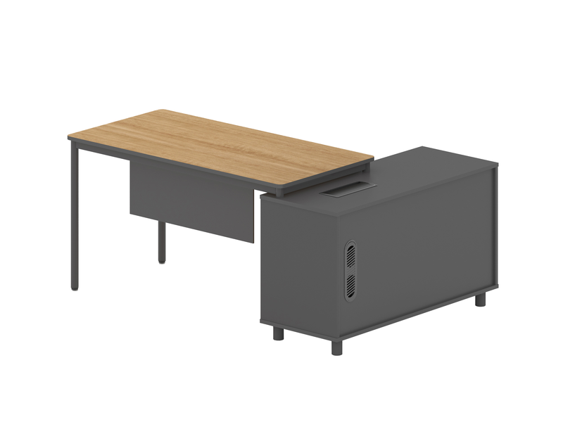 COT6945-SN 1.75m Left Return Natural Office Desk - Charcoal Base