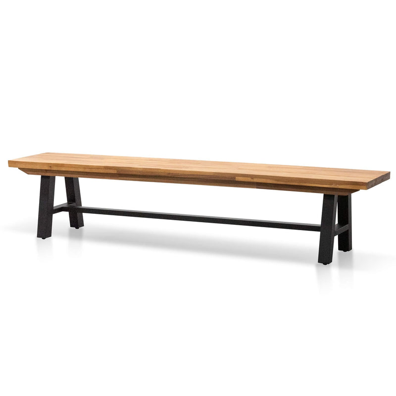 CDB2174-EM Outdoor Wooden Bench - Natural Top and Black Legs