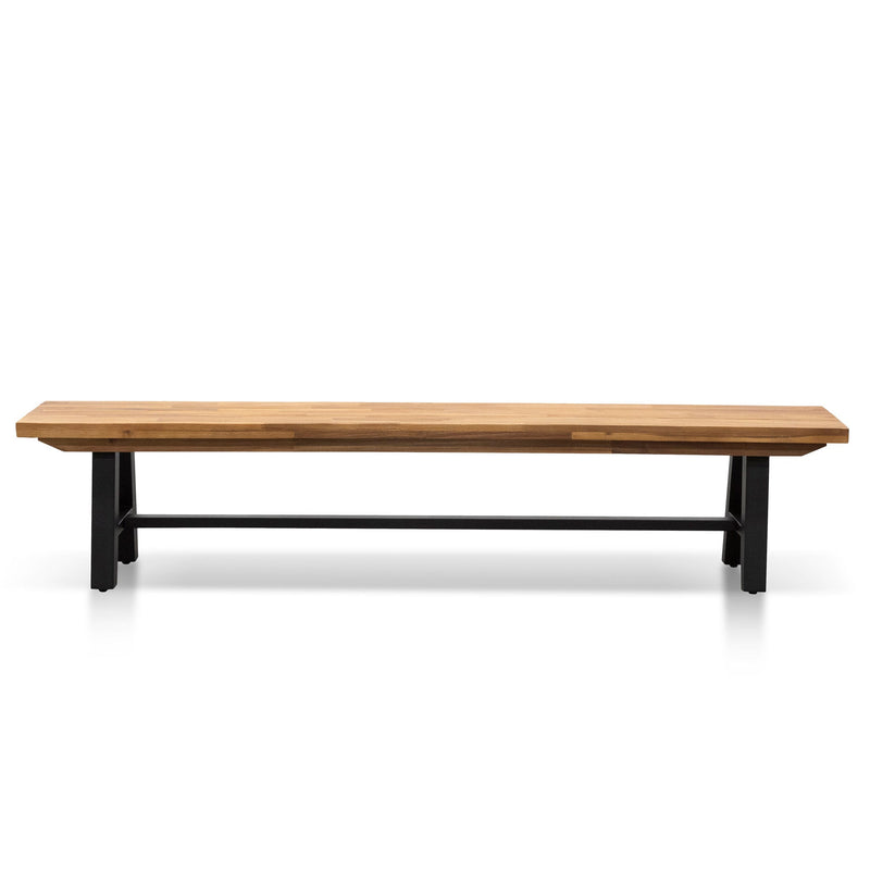 CDB2174-EM Outdoor Wooden Bench - Natural Top and Black Legs