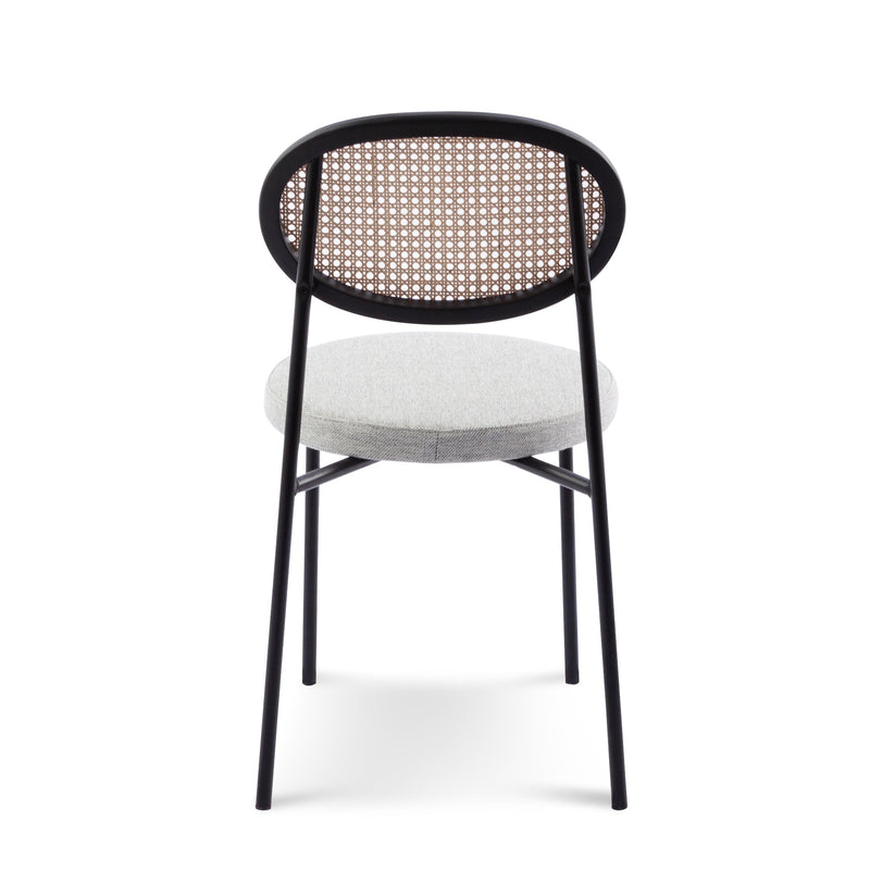 CDC6385-SD Rattan Back Dining Chair - Silver Grey Fabric