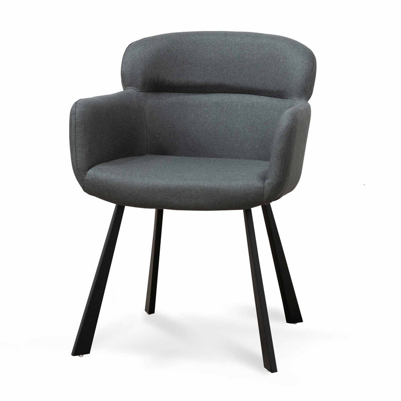 CDC6605-EI Fabric Dining Chair - Gunmetal Grey with Black Legs