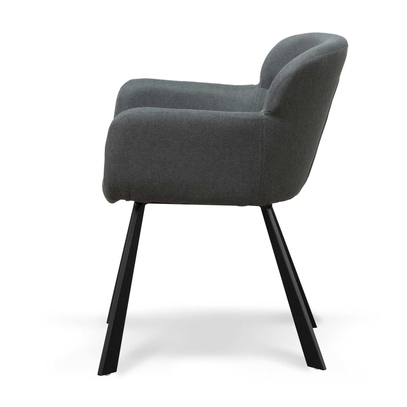 CDC6605-EI Fabric Dining Chair - Gunmetal Grey with Black Legs