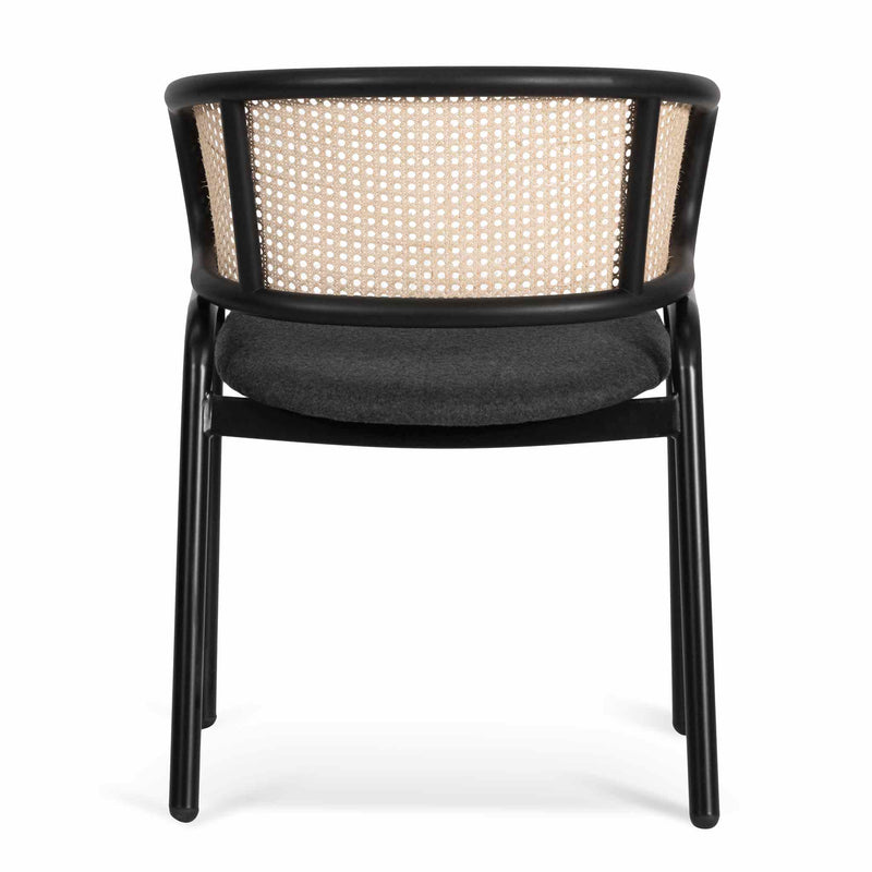 CDC6638-SD Fabric Dining Chair - Grey with Rattan Back