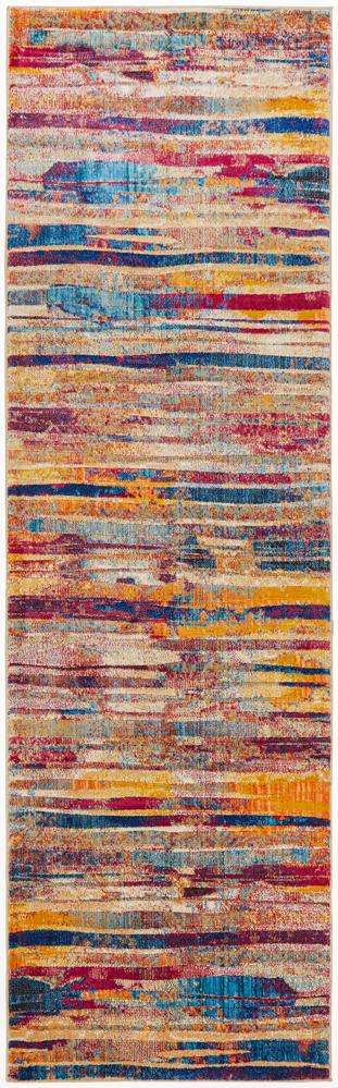 Dreamscape Strokes Modern Raspberry Runner Rug