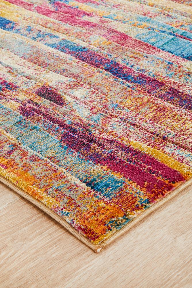 Dreamscape Strokes Modern Raspberry Runner Rug