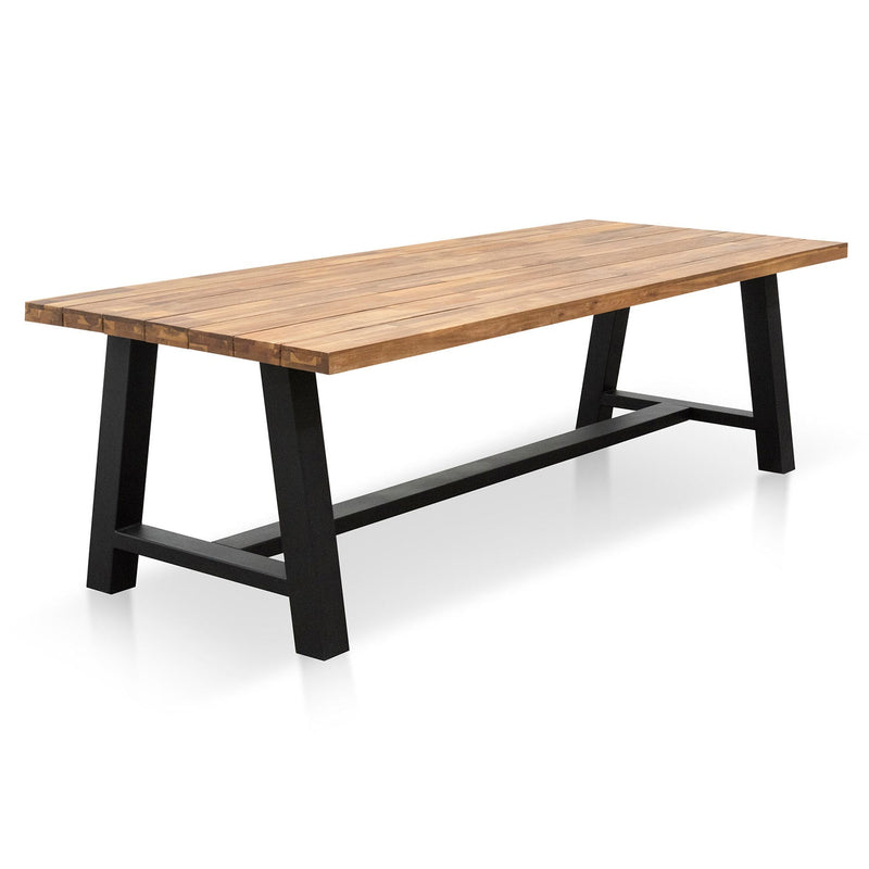 CDT2166-EM Outdoor Dining Table - Natural Top and Black Base