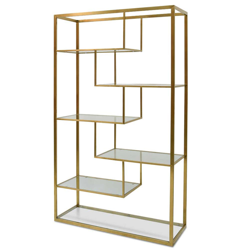 CDT2365-KS 1.2m Glass Shelving Unit - Gold  Frame