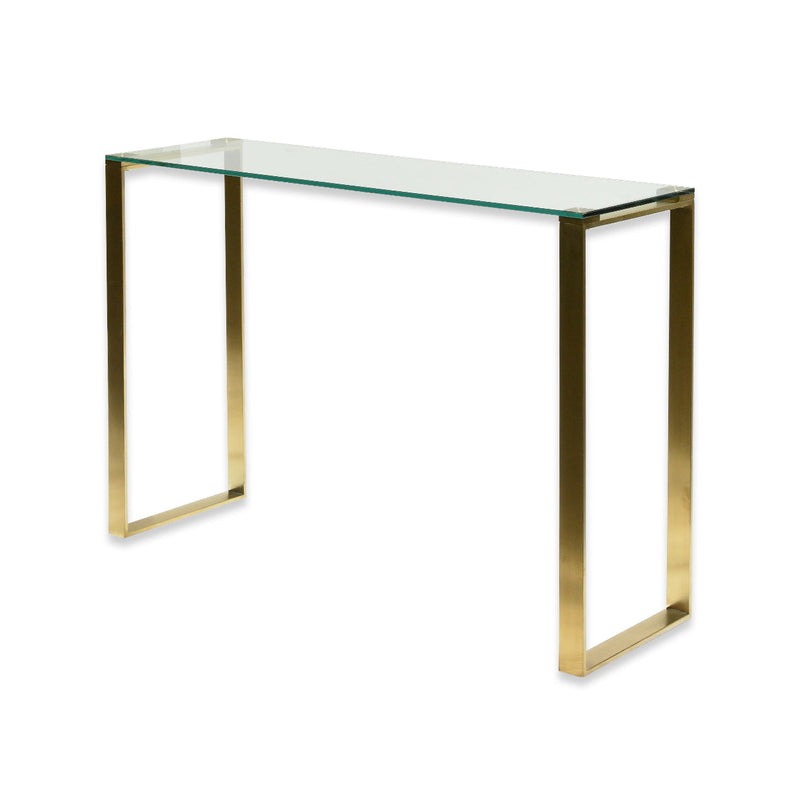 CDT2424-BS Glass Console Table - Brushed Gold Base