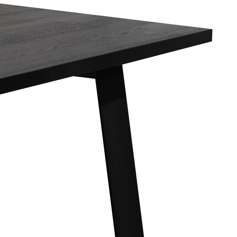CDT6061-SI 2.2m Straight Top Dining table - Black Rustic Oak Veneer - Metal Legs