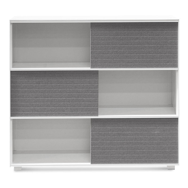 CDT6169-SN Inter-layered White Storage Cabinet - Grey Doors