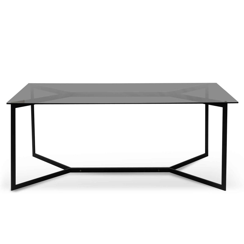 CDT6387-KS 1.9m Grey Glass Dining Table - Black Base