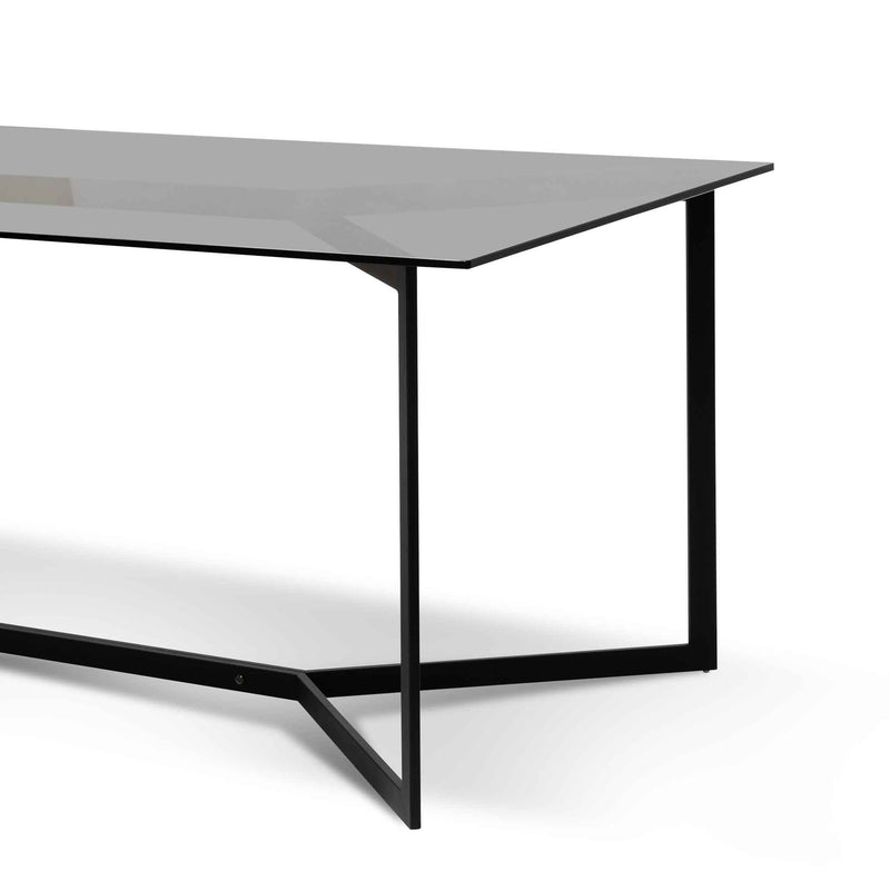 CDT6387-KS 1.9m Grey Glass Dining Table - Black Base