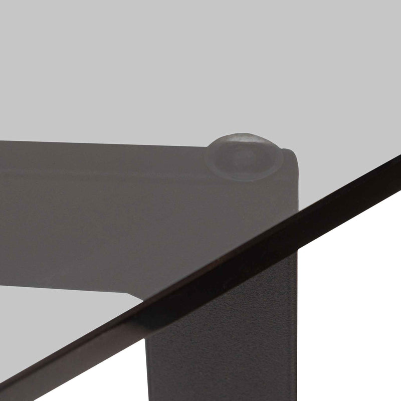 CDT6387-KS 1.9m Grey Glass Dining Table - Black Base