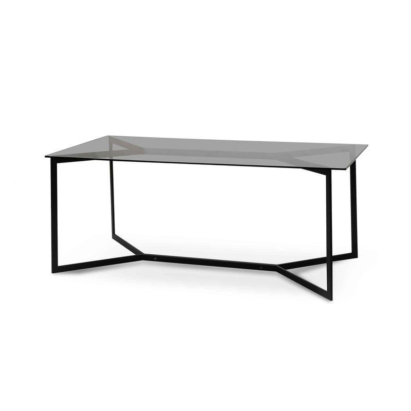 CDT6387-KS 1.9m Grey Glass Dining Table - Black Base