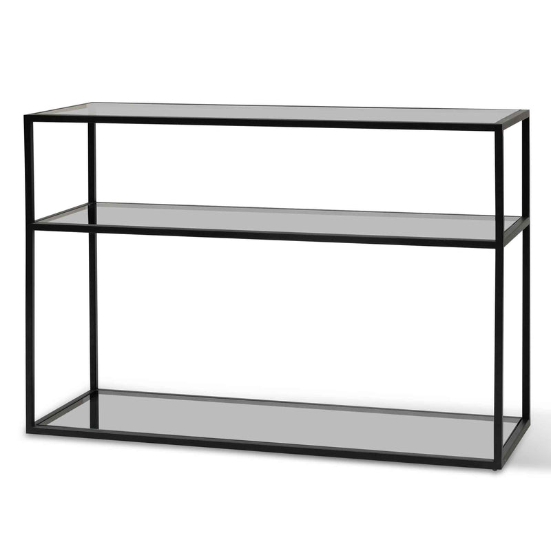 CDT6388-KS 1.2m Grey Glass Console Table - Black Base