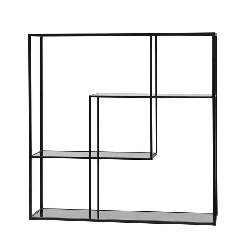 CDT6393-KS Grey Glass Small Shelving Unit - Black Frame