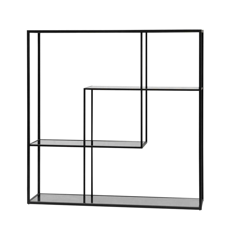 CDT6393-KS Grey Glass Small Shelving Unit - Black Frame