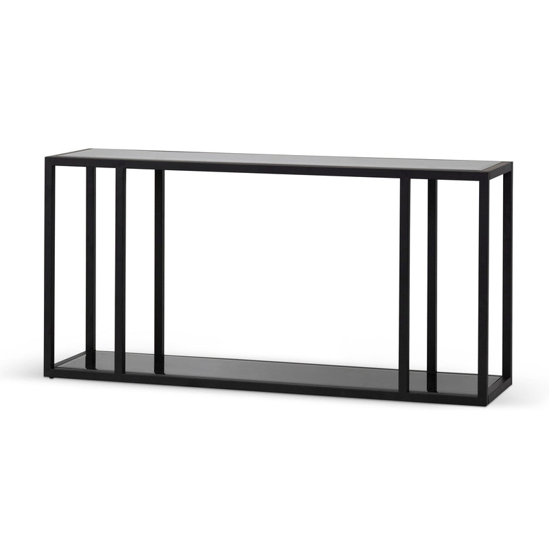 CDT6939-BS 1.6m Grey Glass Console Table - Black