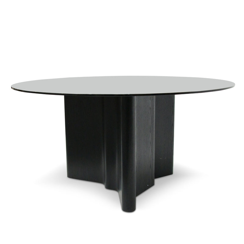 CDT8201-BB 1.5m Round Glass Dining Table - Black