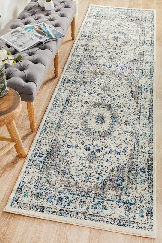 Rug Culture Evoke Mist White Transitional Runner Rug