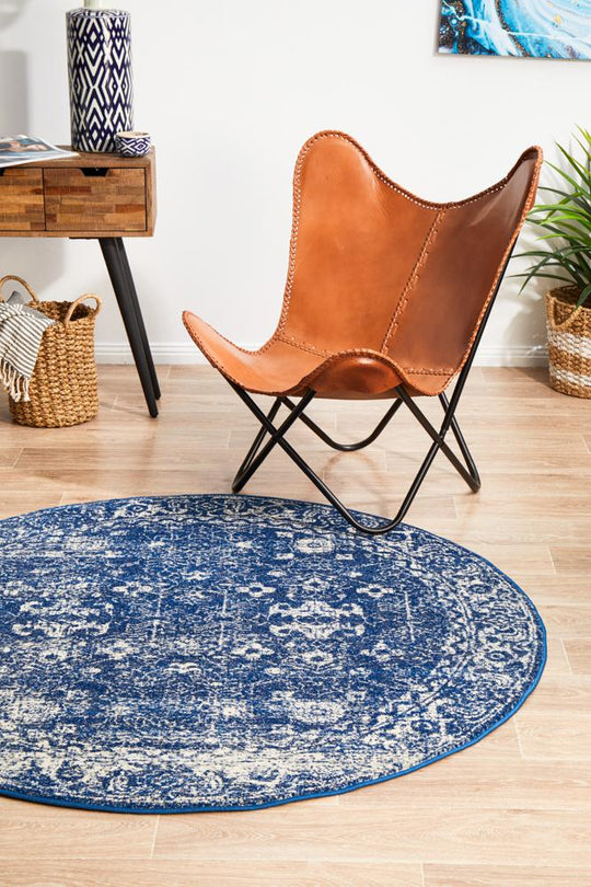 Rug Culture Evoke Oasis Navy Transitional Round Rug