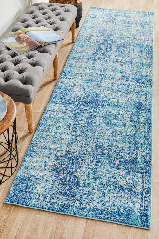 Rug Culture Evoke Muse Blue Transitional Runner Rug