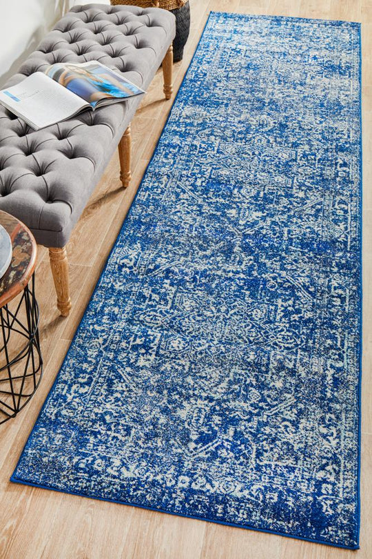 Rug Culture Evoke Contrast Navy Transitional Runner Rug