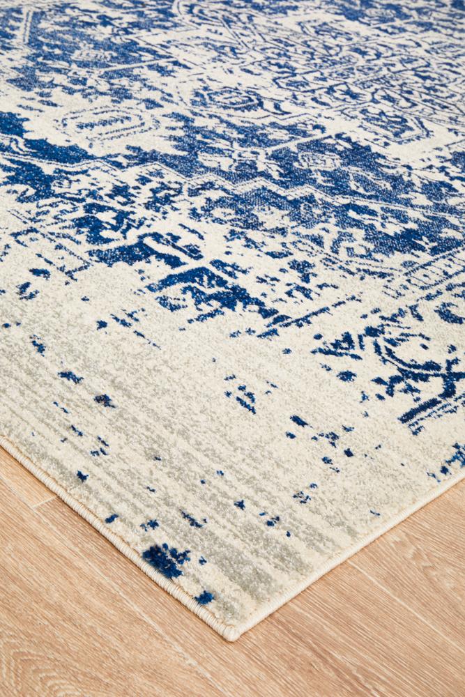 Evoke Horizon White Navy Transitional Rug