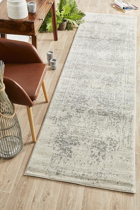 Rug Culture Evoke Dream White Silver Transitional Runner Rug