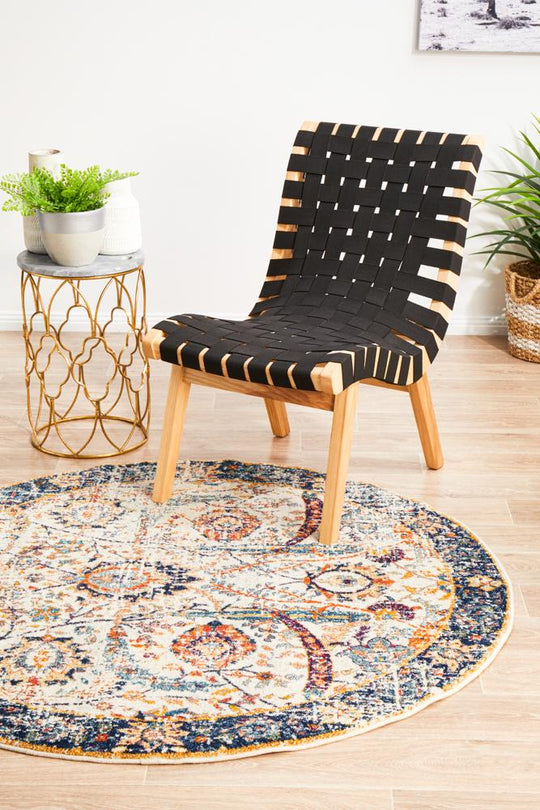 Rug Culture Evoke Peacock Ivory Transitional Round Rug