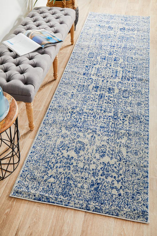Rug Culture Evoke Frost Blue Transitional Runner Rug