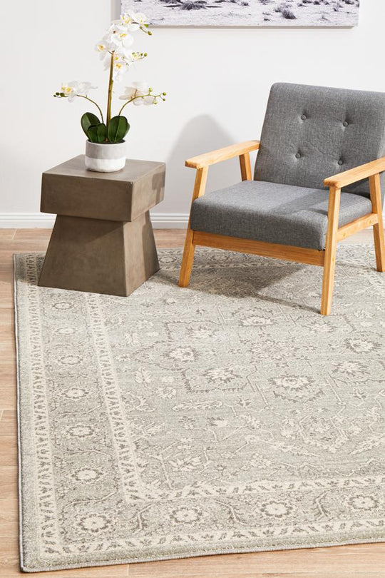 Rug Culture Evoke Silver Flower Transitional Rug