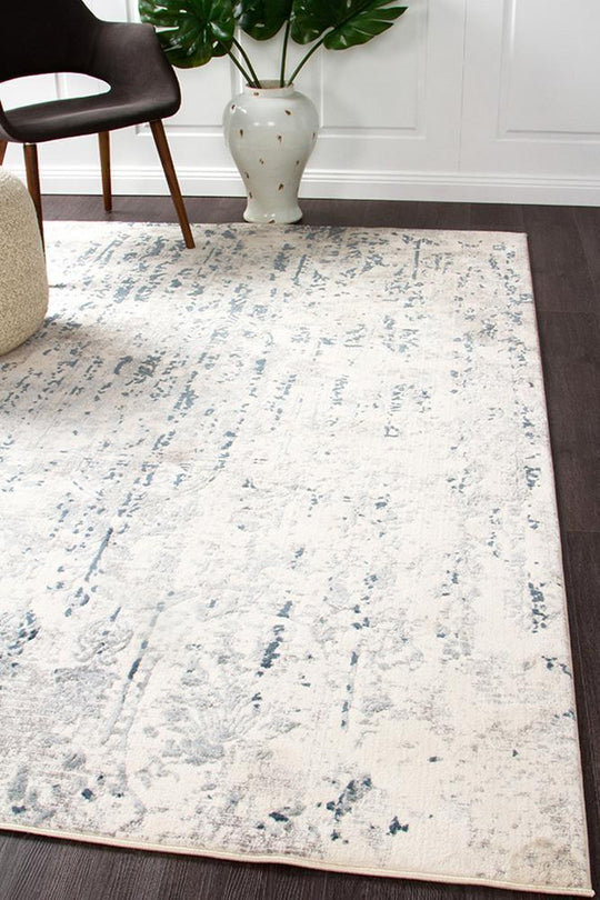 Rug Culture Kendra Farah Distressed Contemporary Rug White Blue Grey