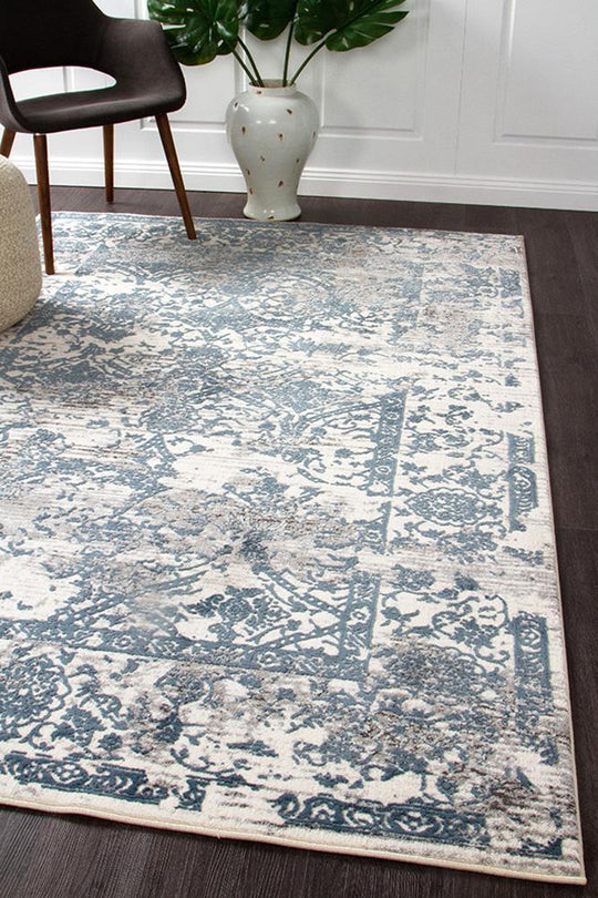 Rug Culture Kendra Yasmin Distressed Transitional Rug White Blue Grey