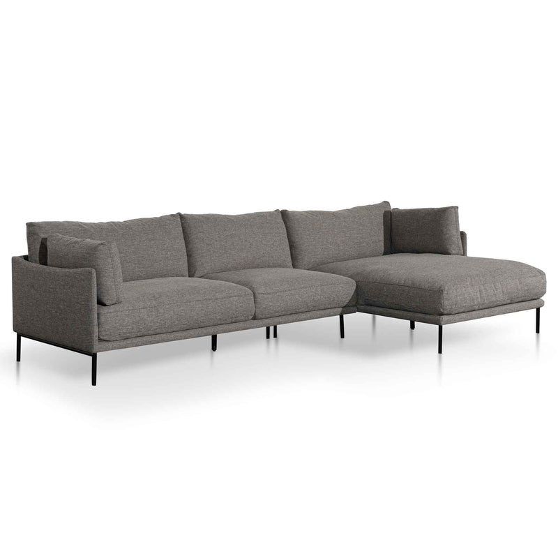 CLC6436-KSO 4 Seater Right Chaise Fabric Sofa - Graphite Grey