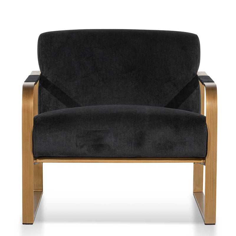 CLC6474-NI Black Velvet Armchair - Antique Golden Frame