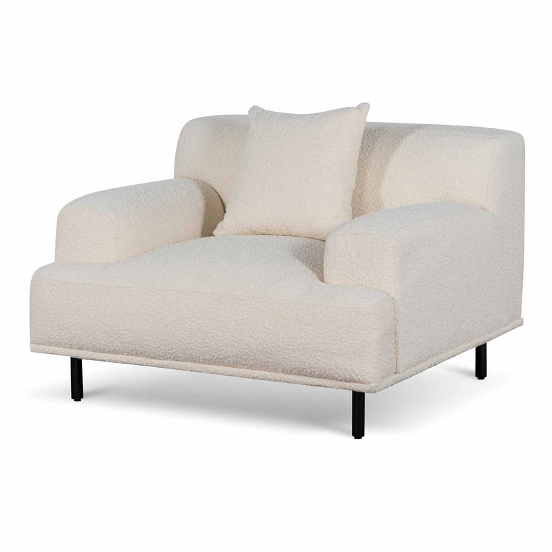 CLC6690-CA Armchair - Ivory White Boucle with Black Legs