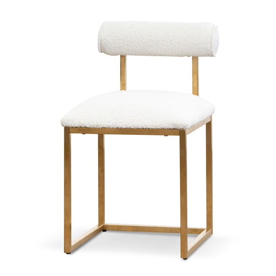 CLC6772-BS Ivory White Boucle Occasional Chair - Brushed Gold Base