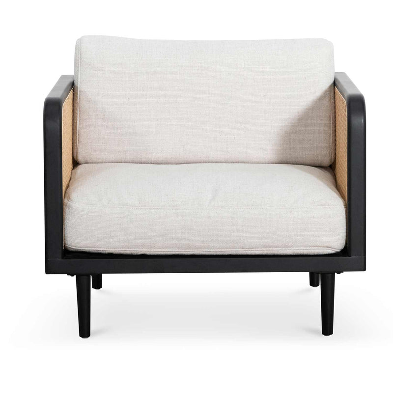 CLC6806-KL Fabric Armchair - Natural Rattan and Light Grey Seat