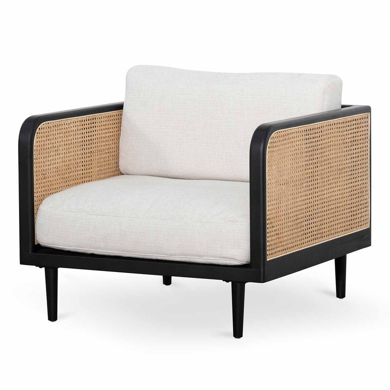 CLC6806-KL Fabric Armchair - Natural Rattan and Light Grey Seat