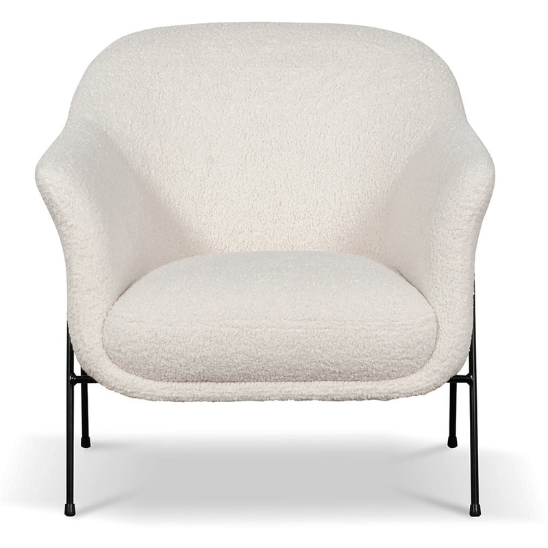 CLC6870-KSO - Ivory White Sherpa Armchair - Black Legs