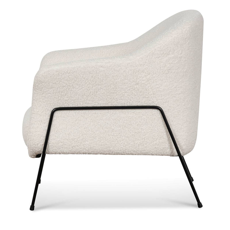 CLC6870-KSO - Ivory White Sherpa Armchair - Black Legs