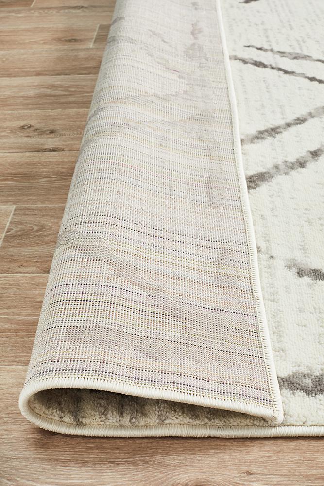 Kendall Contemporary Diamond Rug White Grey