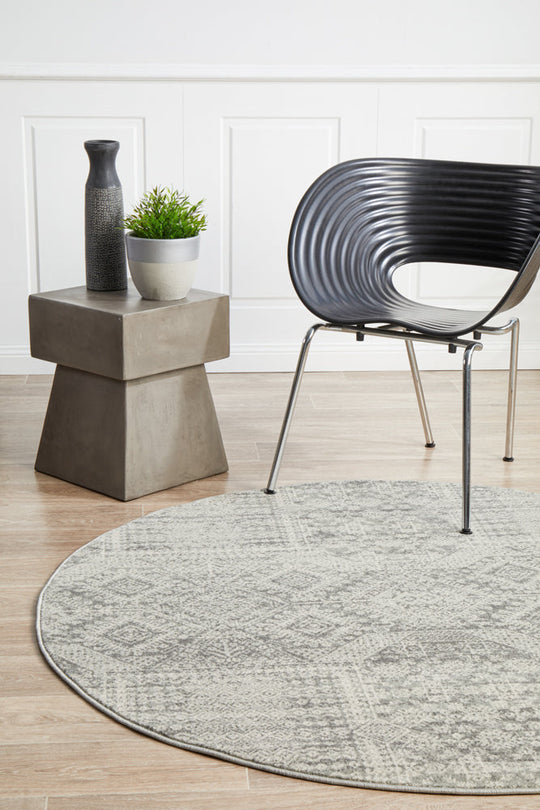 Rug Culture Mirage Zelda Silver Grey Round Rug