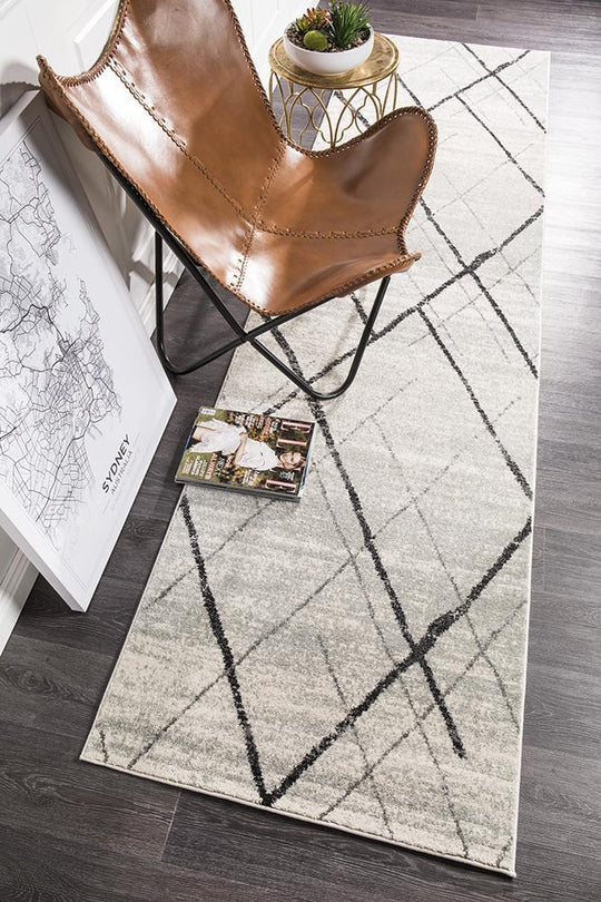 Rug Culture Oasis Noah White Grey Contemporary Runner Rug