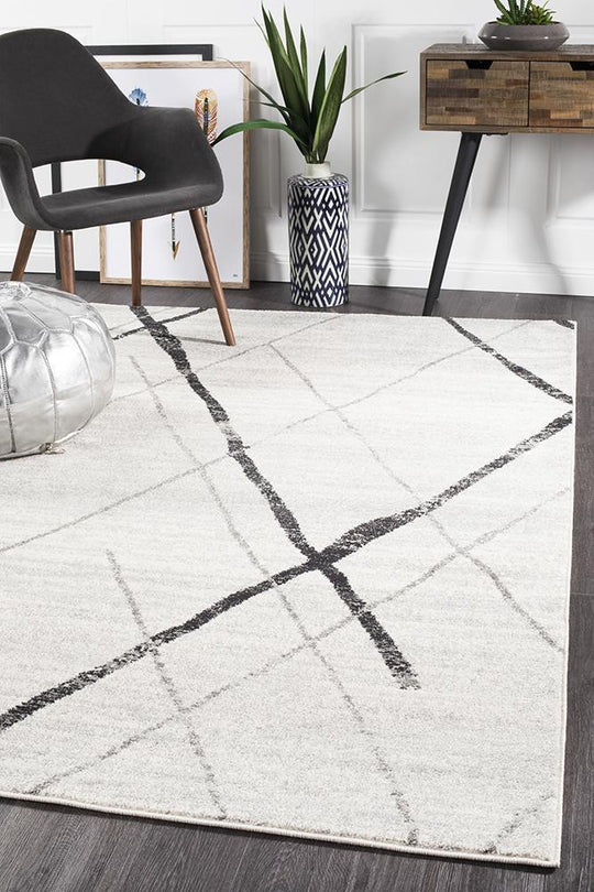 Rug Culture Oasis Noah White Grey Contemporary Rug