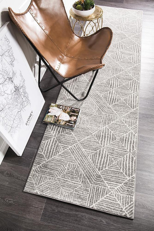 Rug Culture Oasis Kenza Contemporary Silver Runner Rug